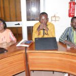 Le présidium de la rencontre (Gauche à droite): Dr Emmanuelle Zouré (Directrice dela DCPP), Mr. Bamorifin Djané (le DG DGESS), Mr Yahaya Ouedraogo(DP ONG)